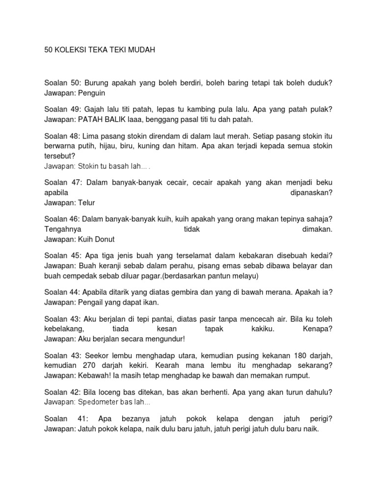 50 Koleksi Teka Teki Mudah Pdf