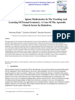 Incorporating Religious Mathematics in The Teaching and Learning of Formal Geometry: A Case of The Apostolic Church Sector in Zimbabwe.