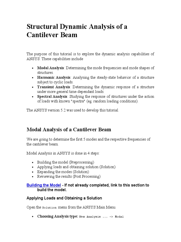 Cantilever Beam Modal Analysis in ANSYS | PDF | Spectral Density ...