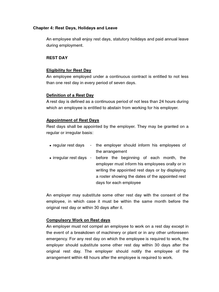 Annual Leave and Rest Day Policies | PDF | Annual Leave | Employment