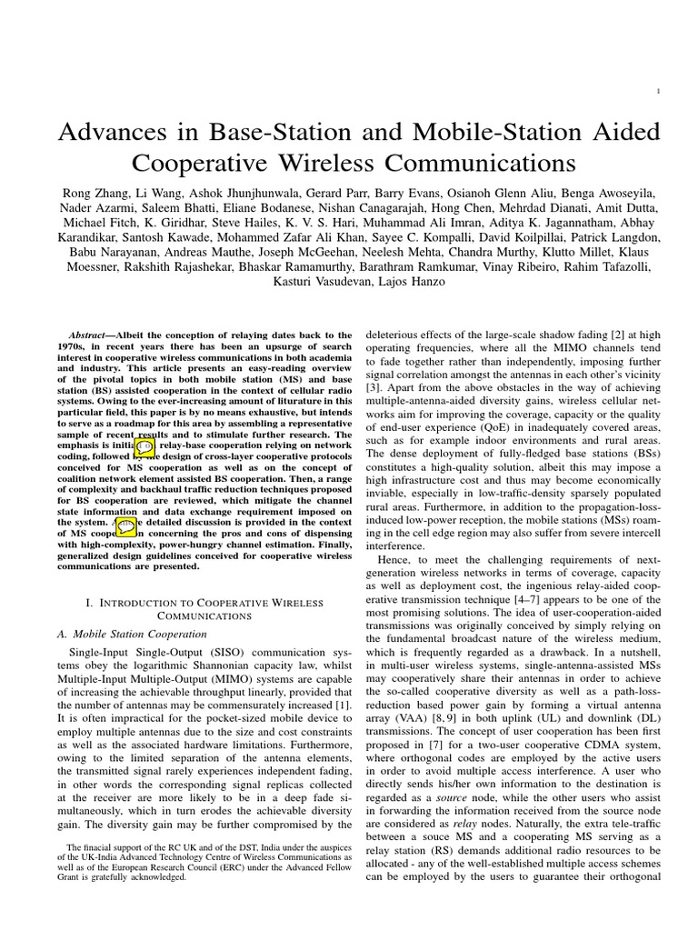 Cooperative Wireless Communication Advances | PDF | Channel Access ...