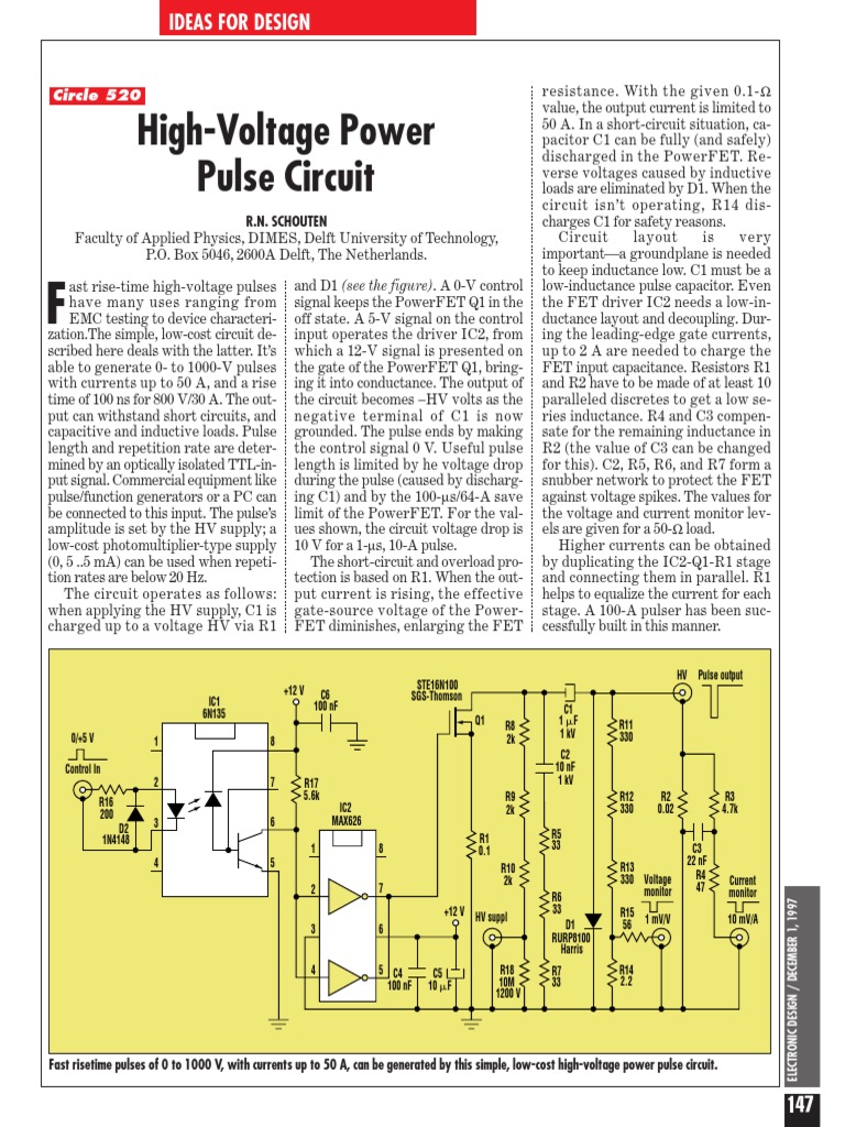 High Voltage Power Pulse Circuit | Capacitor | Field Effect Transistor