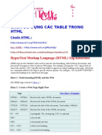 Cách S D NG Các Table Trong HTML: Hypertext Markup Language (HTML) Tag Reference