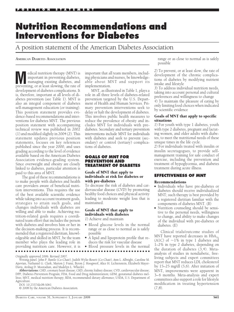 Nutrition Recom and Interventions For DM | PDF | Glycemic Index | Dieting