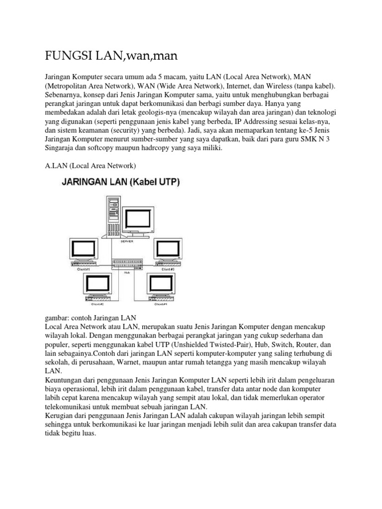 Fungsi dan Contoh Jaringan LAN | PDF | Teknologi & Rekayasa
