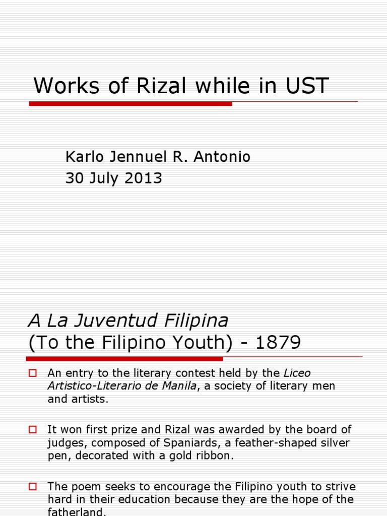 Works of Rizal While in UST PDF Philippines Poetry