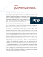 21-10-10 Palabras JM Santos en la presentación del Plan de Choque de Restitución de Tierras y Plan de Consolidación en los Montes de María