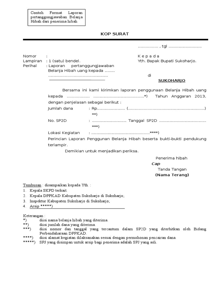 Contoh Surat Hibah Uang
