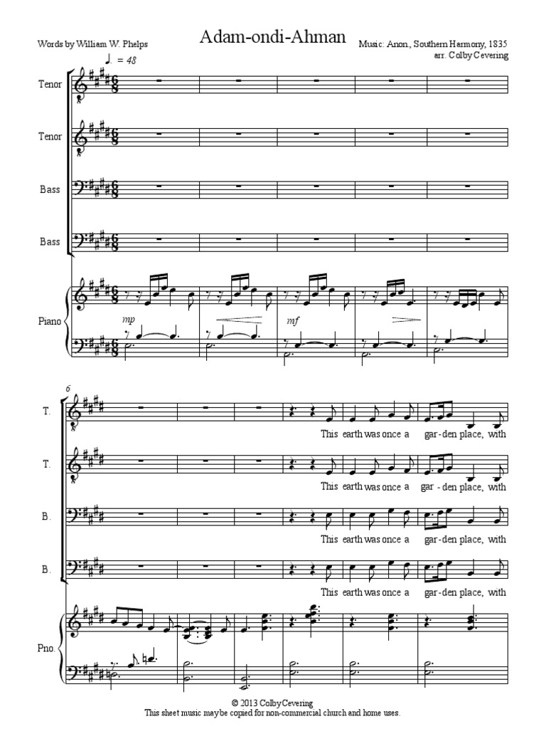 AdamondiAhman (TTBBPiano) PDF Composições musicais Musicologia