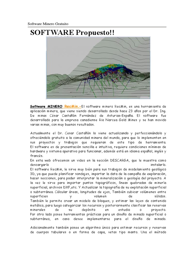 Software Minero Gratuito RecMin y Más | PDF | Software libre | Minería