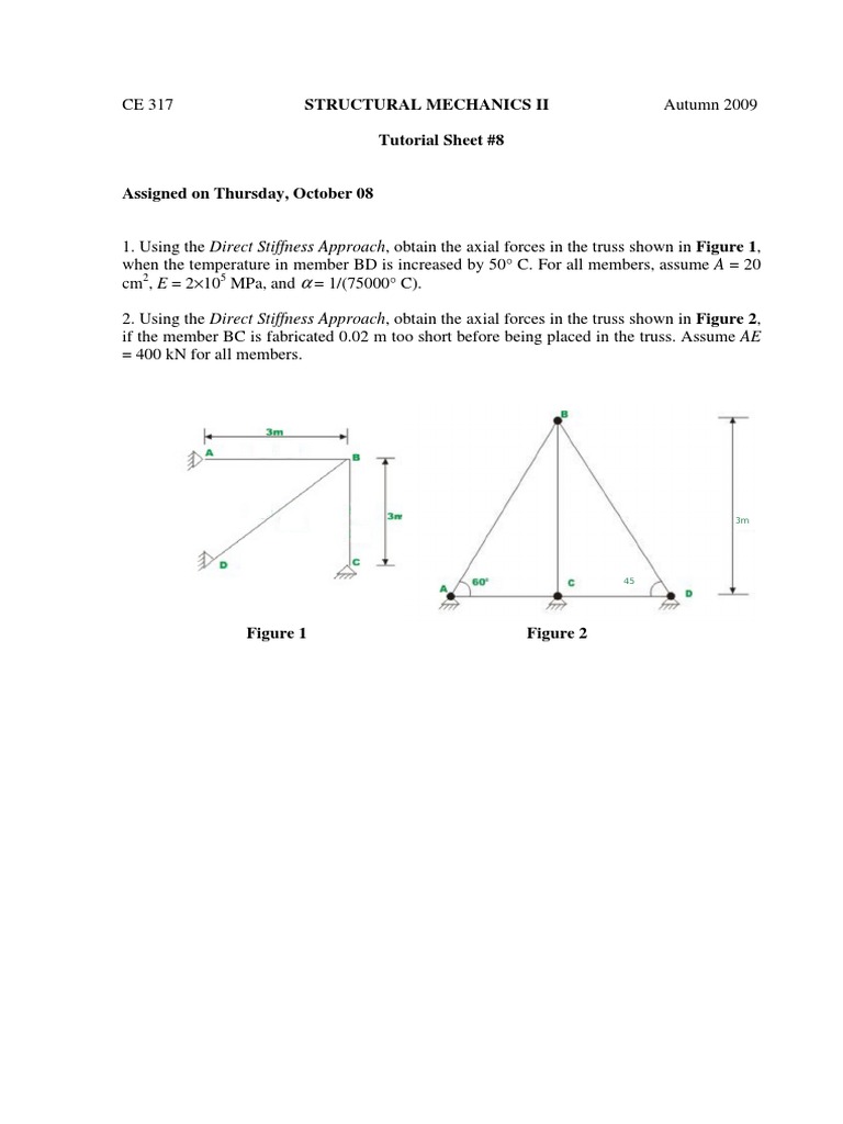 Structural Mechanics Ii Tutorial Sheet #8 | PDF