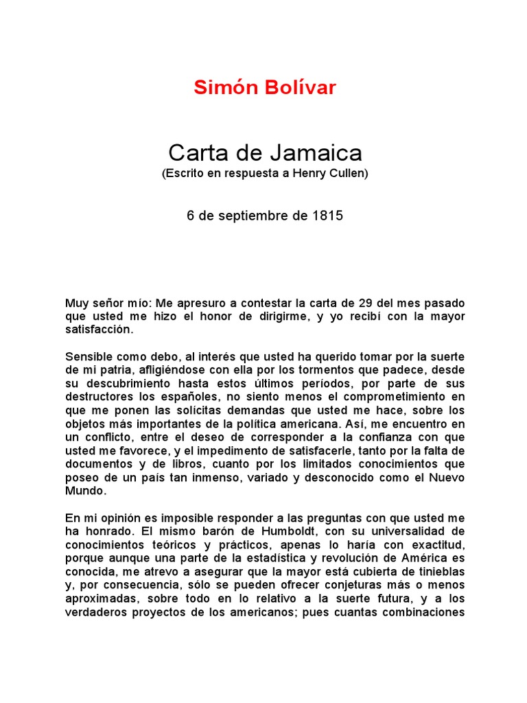 Carta Jamaica PDF República Nación