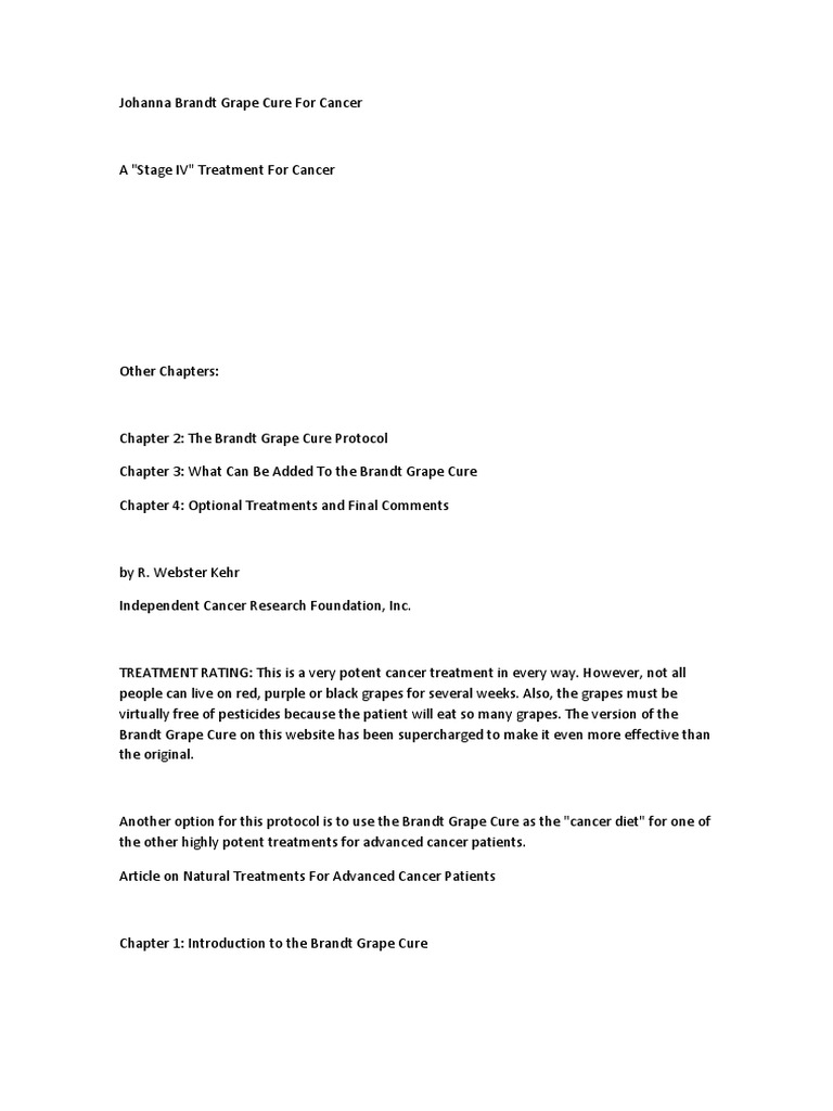 Johanna Brandt Grape Cure For Cancer Download Free PDF Juice Diet & Nutrition