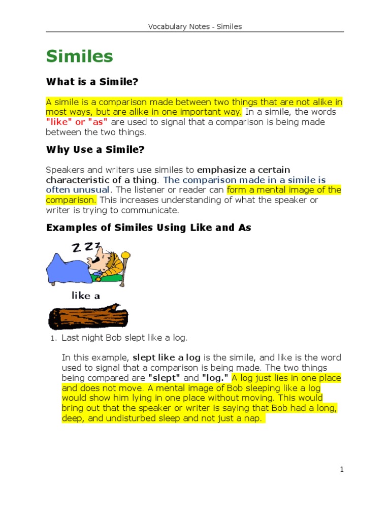 Similes Notes | PDF