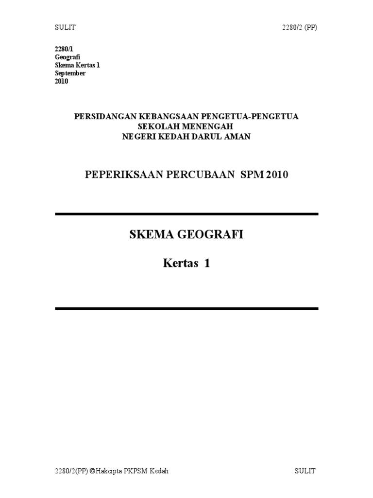 Skema Jawapan Geografi 2010 Pdf