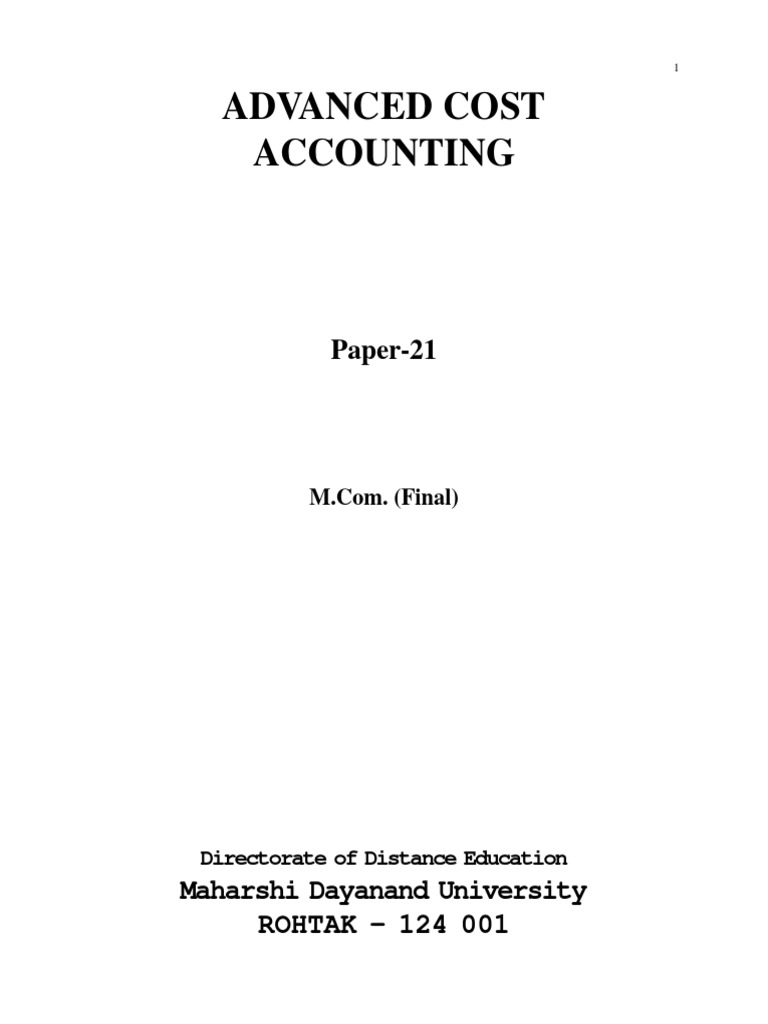 Advanced Cost Accounting-Final | Piece Work | Wage | Free 30-day Trial