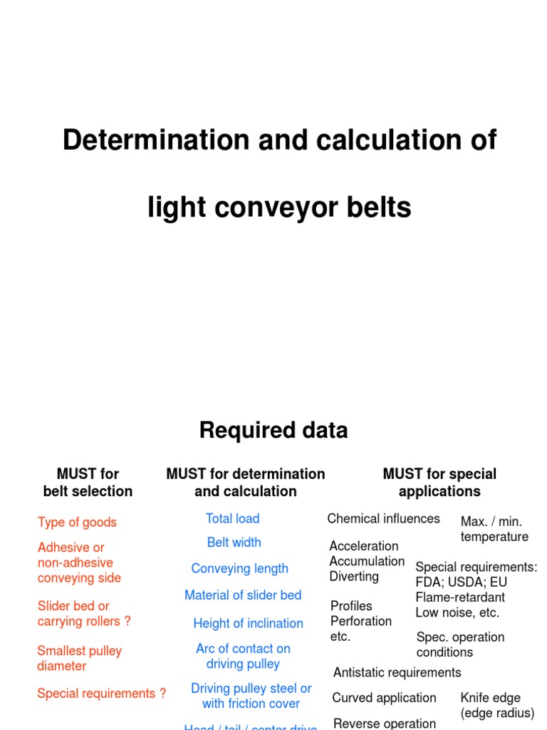 Conveyor Belt Calculation PDF Belt (Mechanical) Friction