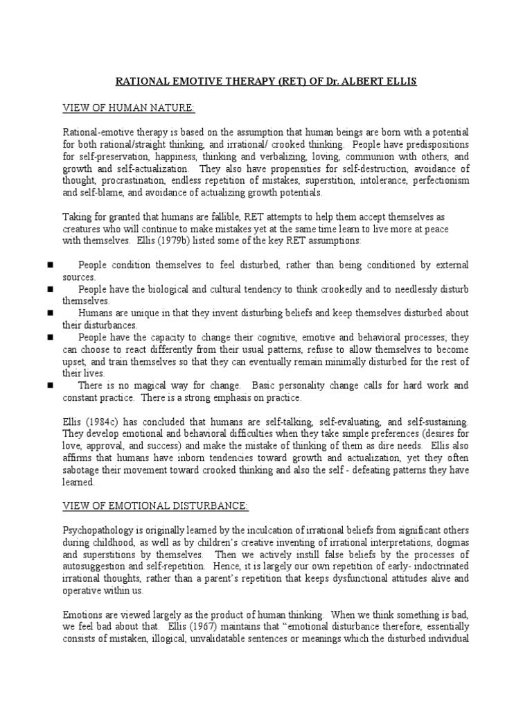 Rational Emotive Therapy | PDF | Rational Emotive Behavior Therapy ...
