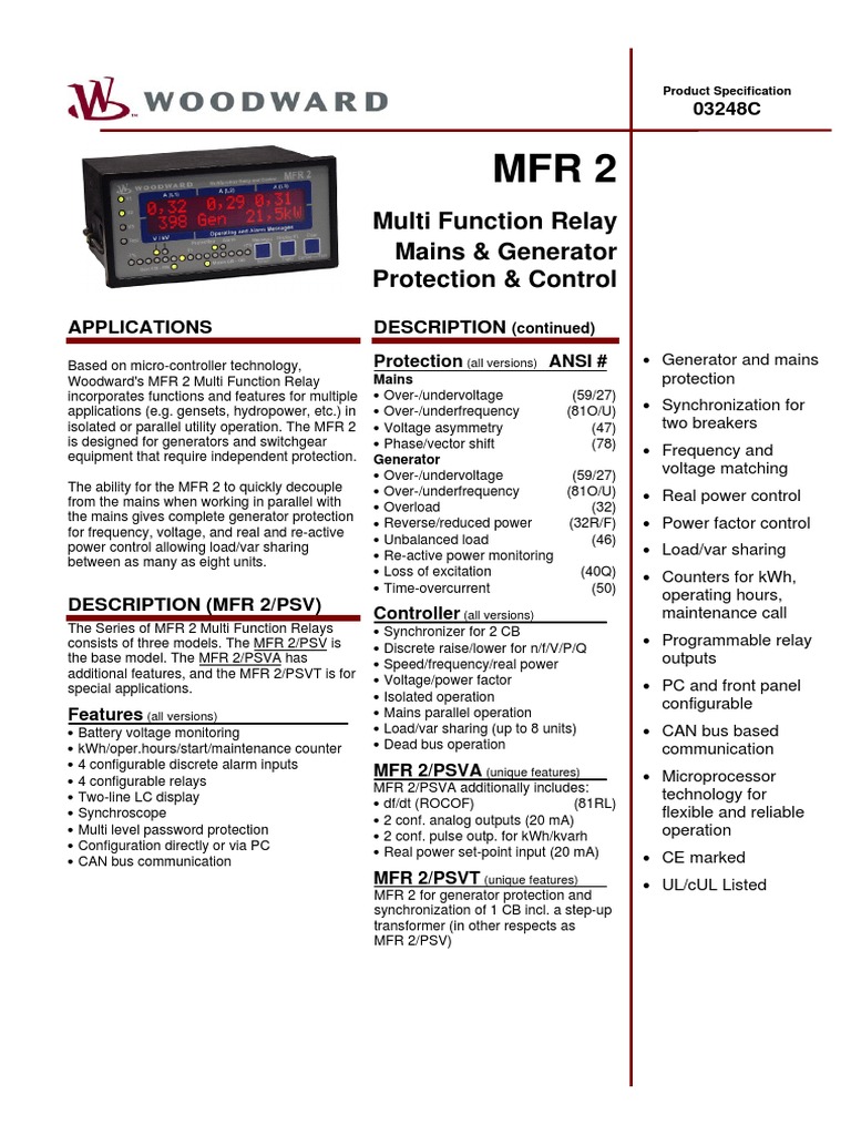 WW-MFR2 (Multifunction Relay) | PDF | Relay | Mains Electricity