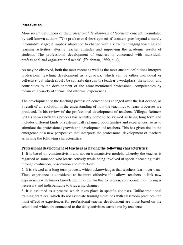 The Concept of Professional Development For Teachers PDF Teachers
