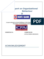 A Report On Organizational BEHAVIOUR of HDFC Bank