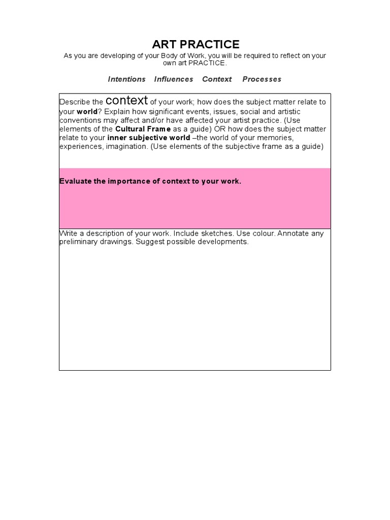 Reflecting on Art Practice Contexts | PDF