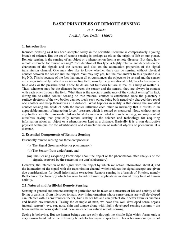 Principles of Remote Sensing Explained | PDF | Electromagnetic Spectrum ...