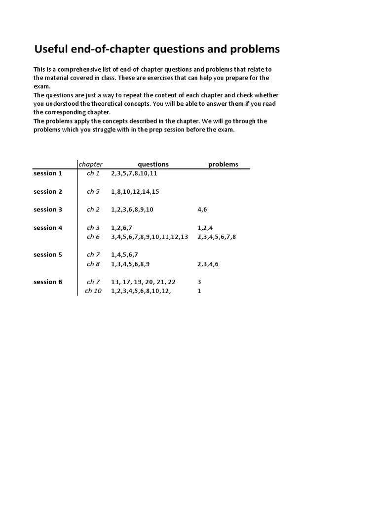 End-of-Chapter Questions & Problems | PDF