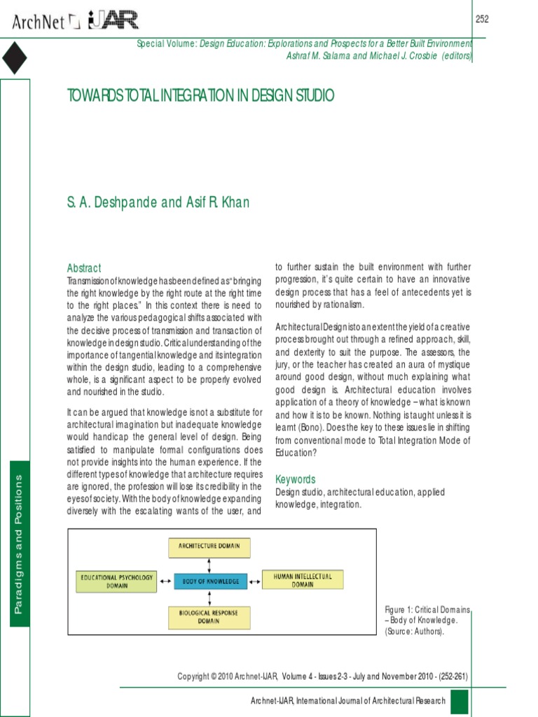 IJAR, Vol. 4 - Issues 23 - July-November 2010 Towards Total Integration ...