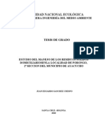 Diagnostico de Residuos Solidos Domiciliarios en La Localidad de Porongo Santa Cruz Bolivia