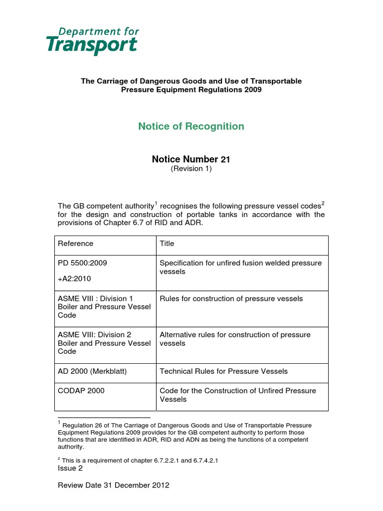 Transport of Dangerous Goods | PDF | Dangerous Goods | Pressure