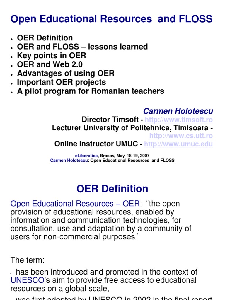 Open Educational Resources And Floss Sharing Communication