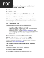 Installation Instructions For Manual Installation of Microsoft Windows Server 2003