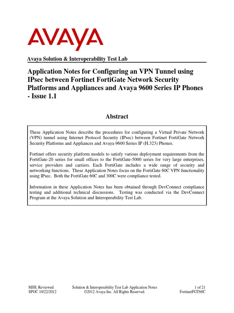VPN Fortinet IPSec Telefonos 9600 Series | PDF | Virtual Private ...
