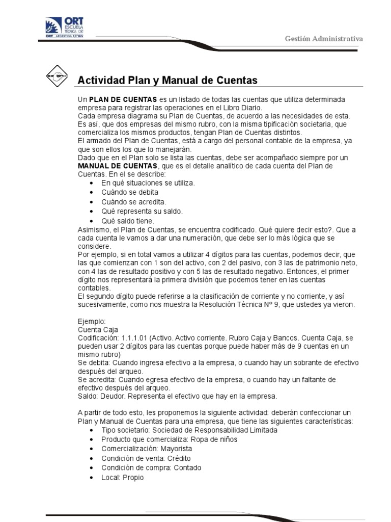 Actividad Plan y Manual de Cuentas | PDF | Contabilidad | Business