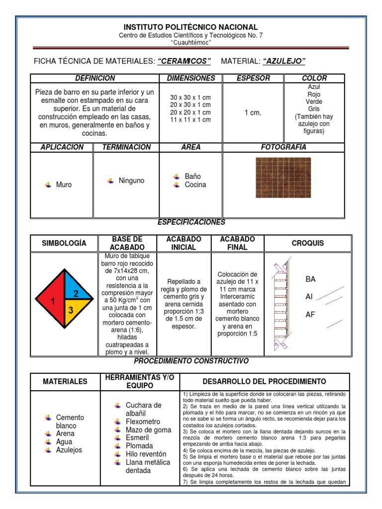Ficha Tecnica Ceramicos