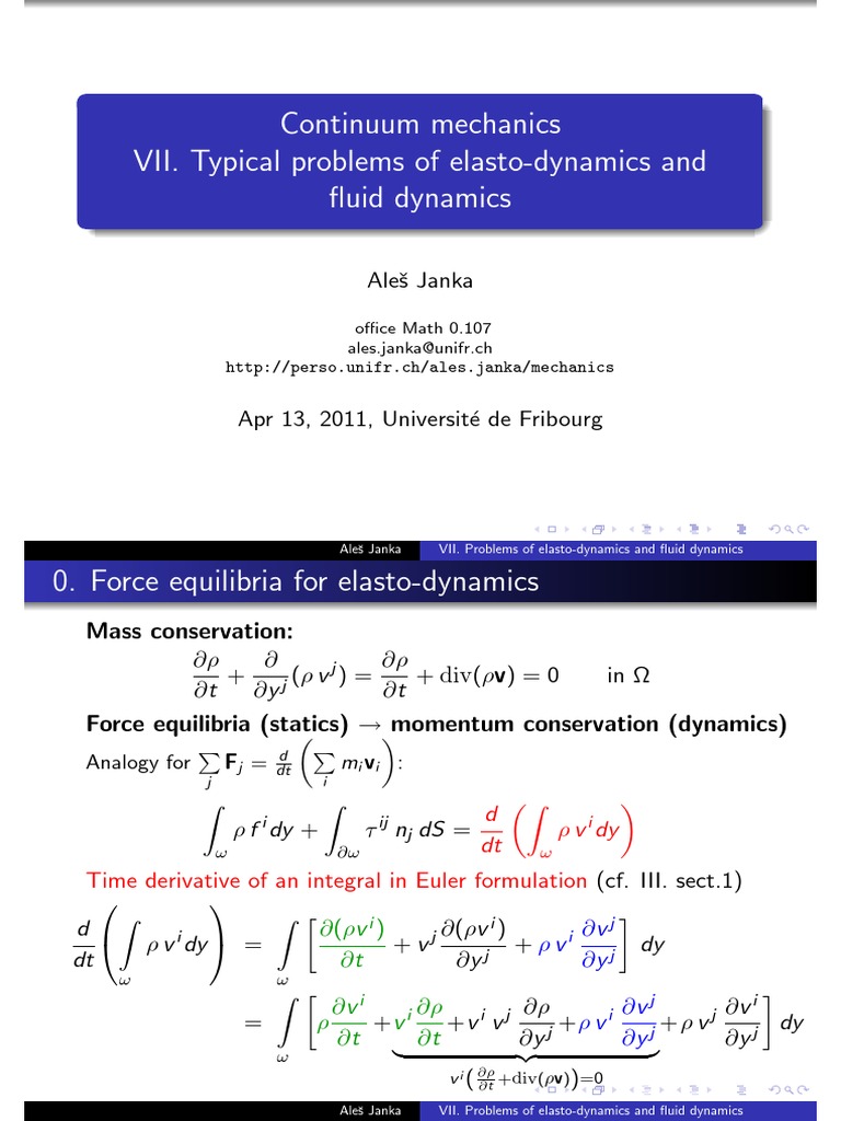 Continuum Mechanics VII. Typical Problems of Elasto-Dynamics and Fluid ...