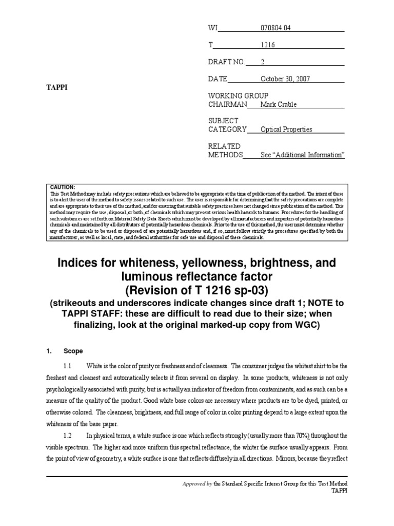 Whiteness Index Measurement Standards | PDF | Color | Ultraviolet