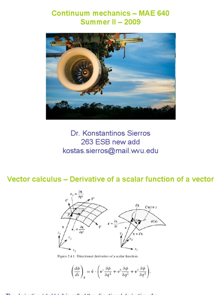 Continuum Mechanics and Vector Calculus | PDF | Divergence | Euclidean ...