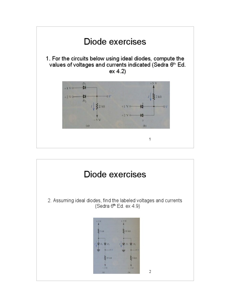 Diode Circuit Analysis Exercises | PDF