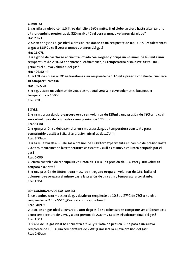 Problemas Resueltos de Gases Ideales | PDF | Gases | Naturaleza