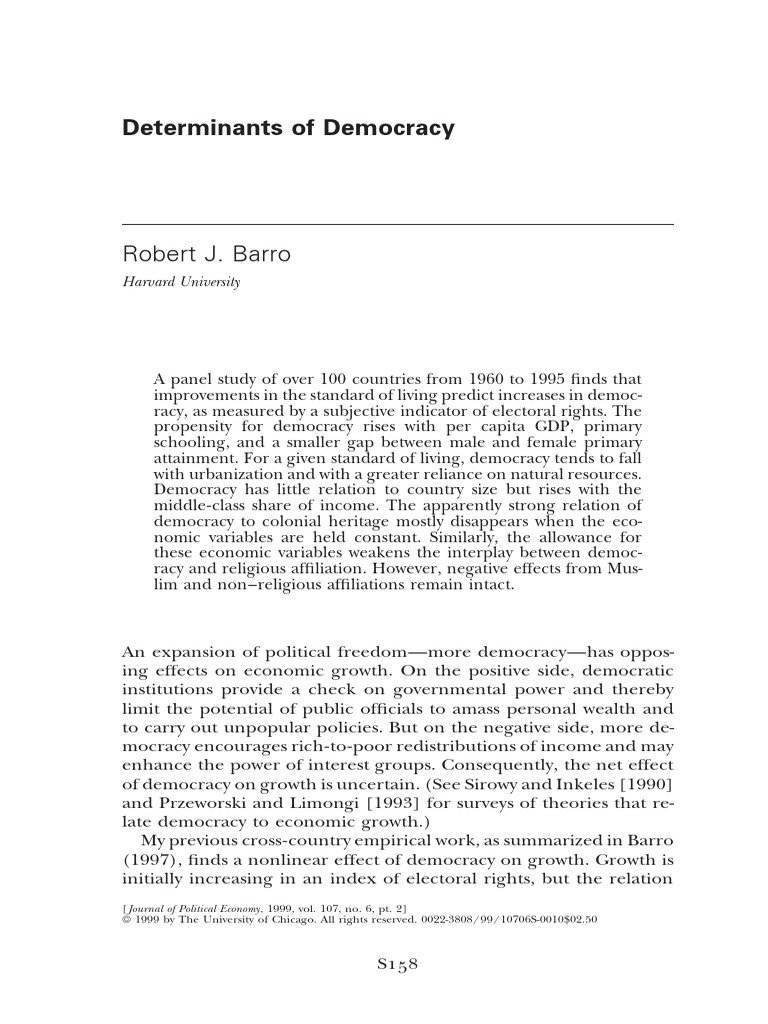 BaroDeterminants of Democracy PDF Gini Coefficient Democracy