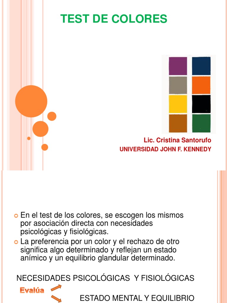 Test de Colores Percepción visual Color Prueba