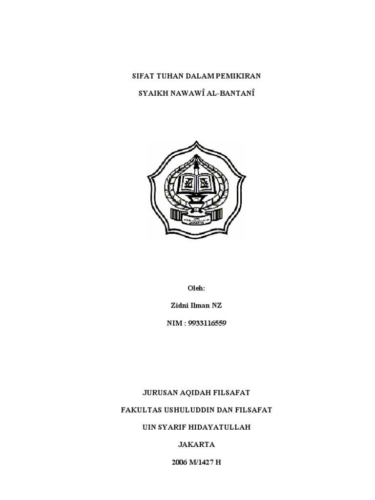 Sifat Tuhan Dalam Pemikiran Syaikh Nawawi Al Bantani
