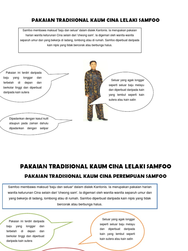 Pakaian Tradisional Kaum Cina Lelaki Samfoo | PDF
