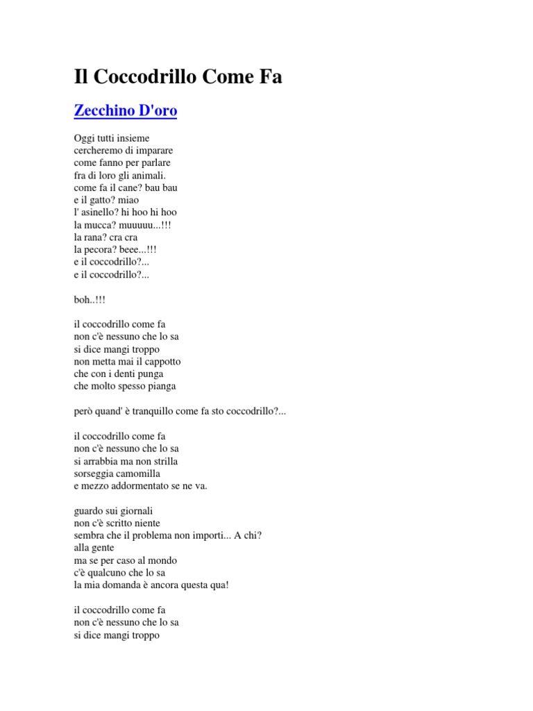 Il Coccodrillo Come Fa