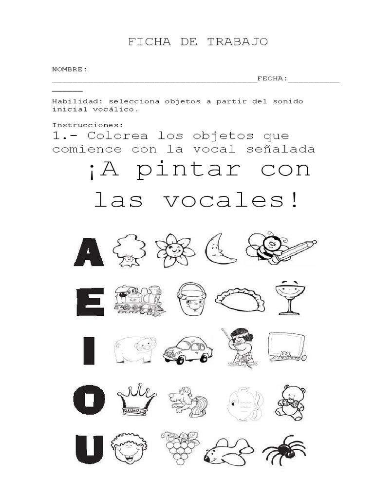 Actividades de Coloreo con Vocales | PDF | Artes del Lenguaje y ...