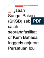 Ngsaan Sungai Bakap (SKSB) Sebagai Salah Seorangfasilitat or Kem Bahasa Inggeris Anjuran Persatuan Ibu