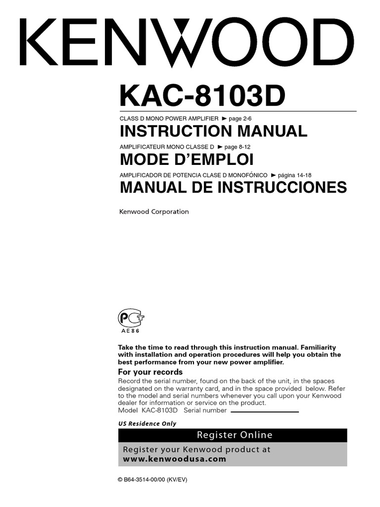 Kenwood KAC 8103D Electronic Filter Amplifier