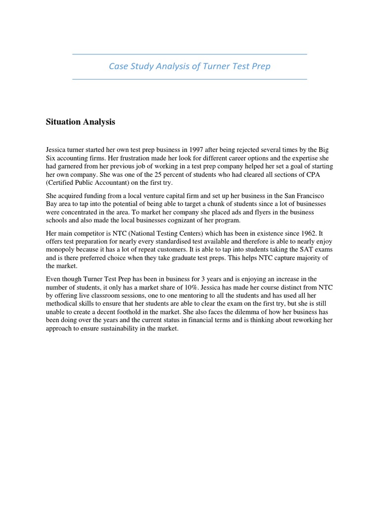 Turner Test Prep: Business Case Study | PDF | Educational Technology ...